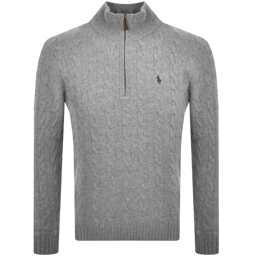 Ralph Lauren Cable Knit Half Zip Jumper Grey